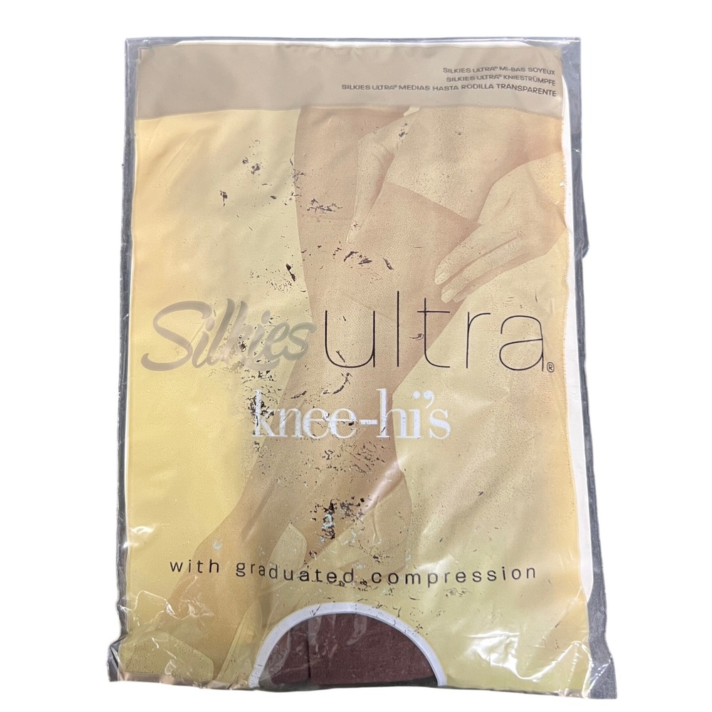 Vintage Silkies Ultra Knee-Hi Compression Stockings Queen Mocha Made in USA